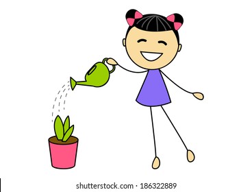 Cartoon Girl Watering Plants Images Stock Photos Vectors Shutterstock Embed this art into your website: https www shutterstock com image vector cute little girl watering plant 186322889