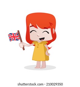 Cute little girl waving a Flag