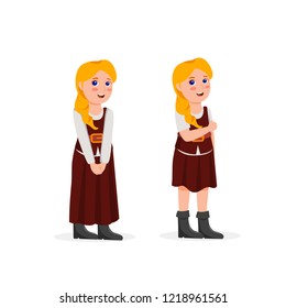 Cute Little Girl Wearing Pirates Costume, Costume Party Vector Cartoon Illustration