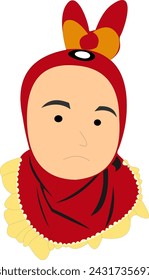 cute little girl wearing a red hijab