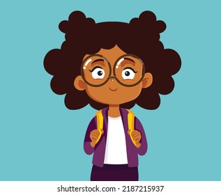 
Cute Little Girl Wearing a School Bag Vector Cartoon Illustration
Cheerful pupil going back to school 
