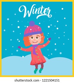 Cute little girl winter and christmas design vector illustration