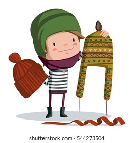 Cute little girl in winter clothes