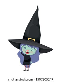 cute little girl with witch costume