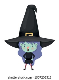 cute little girl with witch costume