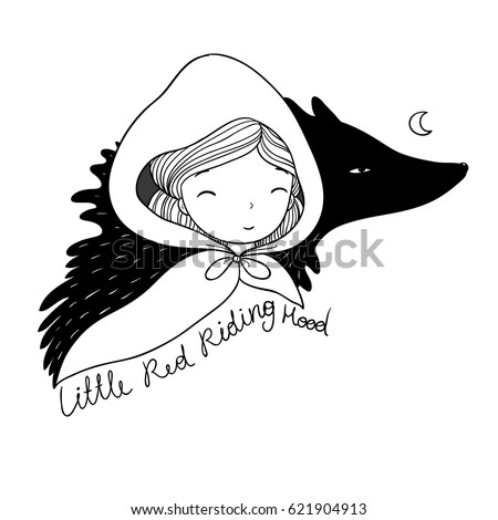 Cute Little Girl Wolf Red Riding Stock Vector Royalty Free