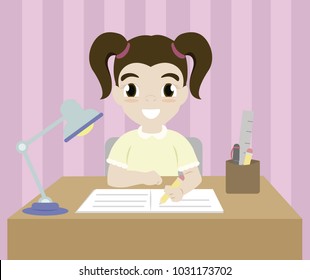cute little girl writting