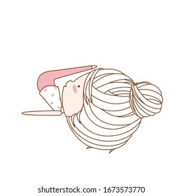 Cute little girl, young girl, sweet girl performing physical exercises. Flat cartoon character design demonstrating yoga. Vector illustration isolated on white background.