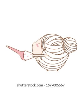 Cute little girl, young girl, sweet girl do Yoga . Flat character design. Vector illustration for the t-shirt, print book, greeting card.