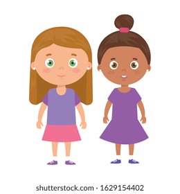 cute little girls avatar character vector illustration design