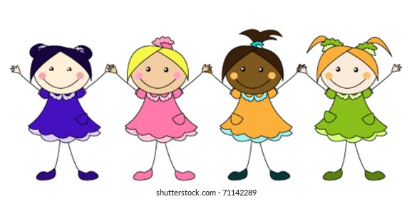 Cute little girls of different nationalities