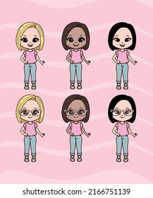 Cute Little Girls Illustration Beautiful