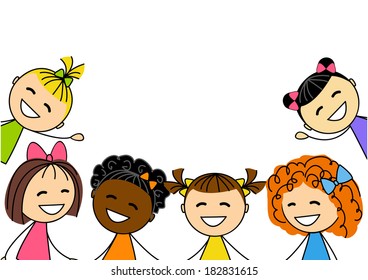 Cute little girls isolated on white