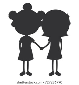 cute little girls silhouette characters