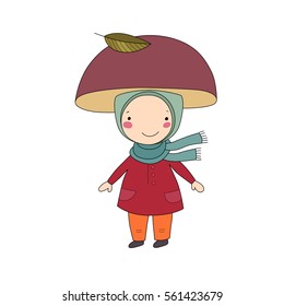 Cute little gnome mushroom.  Vector illustration for children design.