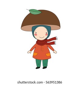 Cute little gnome mushroom. Vector illustration for children design.