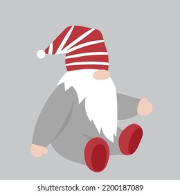 A cute little gnome in a red hat. Vector isolated clipart.