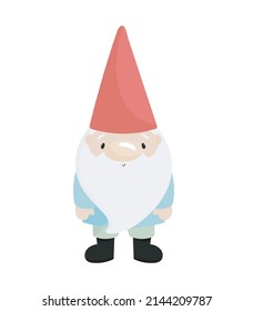 Un Pequeño Gnome. Ilustración vectorial al estilo de las caricaturas. Para los niños cosas, tarjetas, carteles, pancartas, libros para niños, impresión en el envase, impresión en ropa, tela, papel pintado, textil o vajilla.