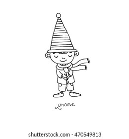 Cute little gnomes. Hand drawing isolated objects on white background. Vector illustration.
