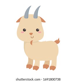 cute little goat animal cartoon isolated icon design vector illustration