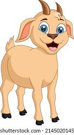 Cute little goat cartoon posing