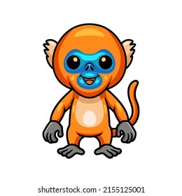 Cute little golden monkey cartoon standing
