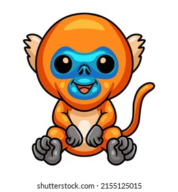 Cute little golden monkey cartoon sitting