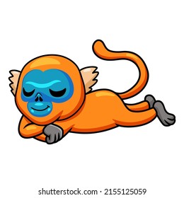Cute little golden monkey cartoon sleeping