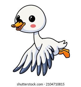 Cute little goose cartoon flying