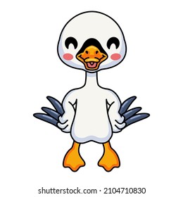 Cute little goose cartoon standing