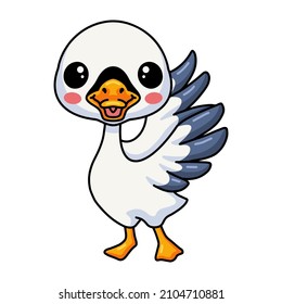 Cute little goose cartoon standing