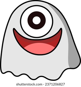 Cute kleine graue Cartoon-Geist mit einem Auge