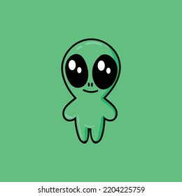 pequeño extraterrestre verde lindo, ilustración vectorial 