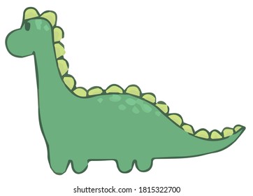 Cute little green children cartoon style dinosaur illustration vector design element isolated on a white background
