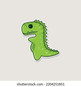 cute little green dinosaur, vector illustration 