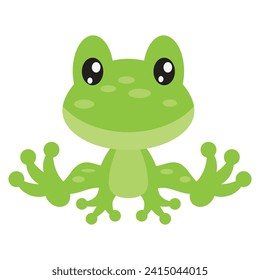 Cute little green frog vector cartoon illustration