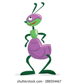 Cute little green hornet cartoon vector illustration.