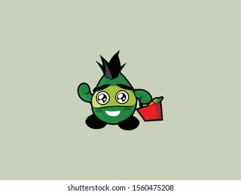 Cute little green Monster Vector mascot Template. Halloween green Design for print, party decoration, t-shirt,. Emblem, logo or sticker