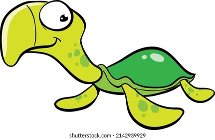 Cute little green sea turtle