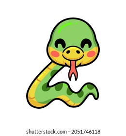 Cute little green snake cartoon