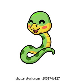 Cute little green snake cartoon