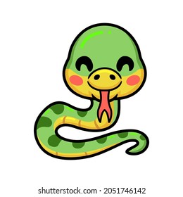 Cute little green snake cartoon