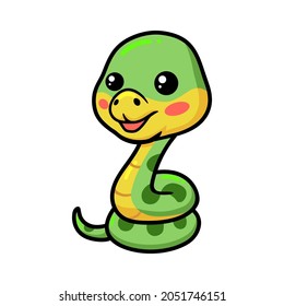 Cute little green snake cartoon