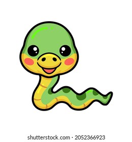 Cute little green snake cartoon