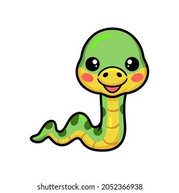 Cute little green snake cartoon