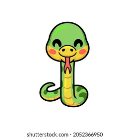 Cute little green snake cartoon
