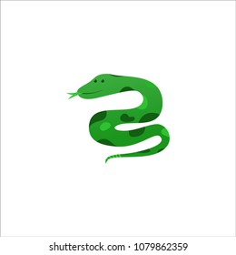 cute little green snake logo template vector illustration