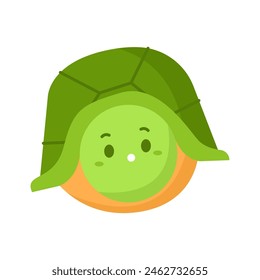 Cute little green turtle hiding