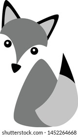 Cute Little Grey Fox or Husky Dog Vector Illustration for Logo or Story