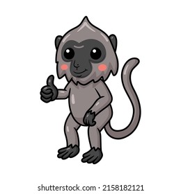 Cute kleine graue Affenkartoon mit Daumen